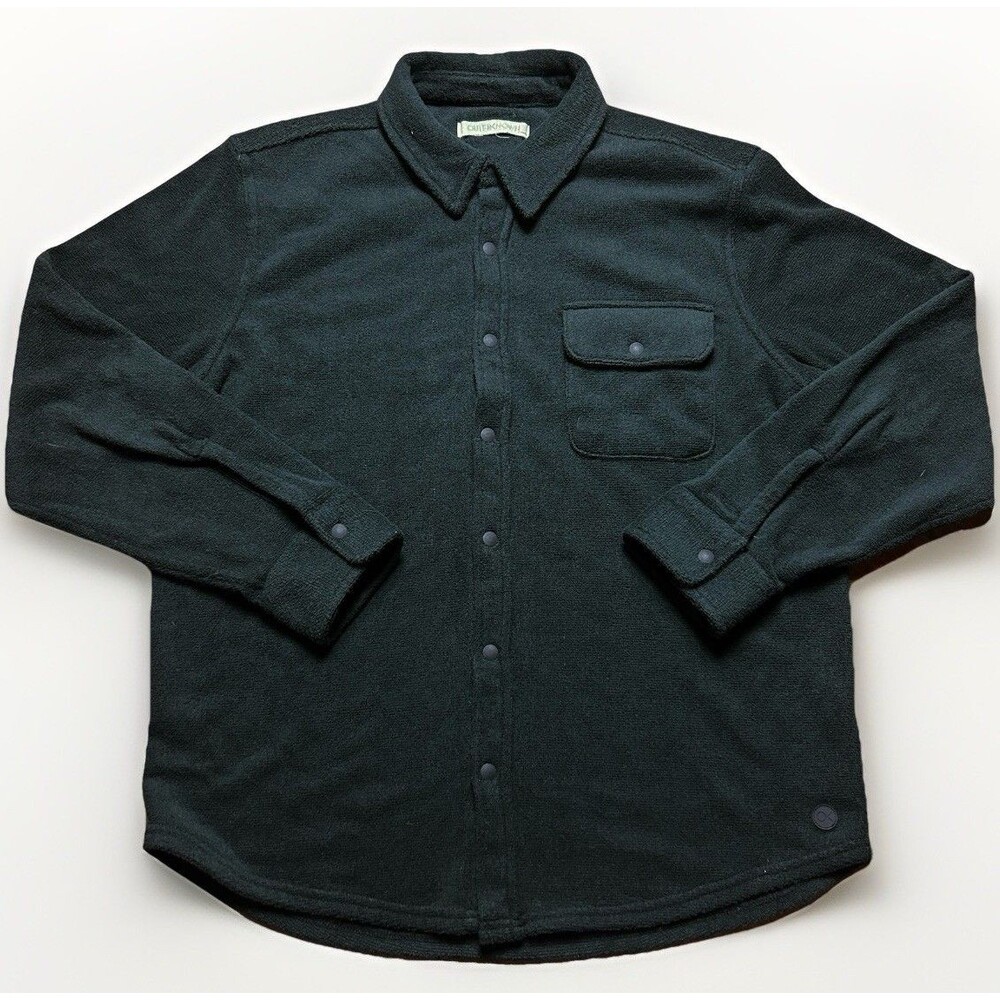 Outerknown Hightide Snap Front Shirt Mens Size Medium Grey Plush Terry Towel